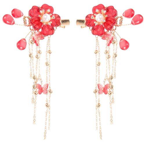GALPADA 2 Stück Haarklammern mit Blumen und Langen Quasten Haaraccessoires für Hochzeiten Geburtstagsfeiern und Alltagslooks für Damen und Mädchen von GALPADA