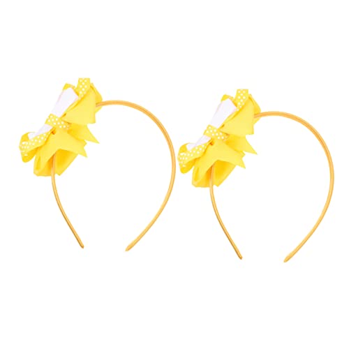GALPADA 2 Stück Haarreifen mit Schleife Weiß Gelb Gepunktetes Stirnband für Mädchen Robustes Party Haarband für Weihnachtsfeiern und Kostümpartys von GALPADA