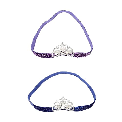 GALPADA 2 Stück Haarschmuck Glitzernde Elastische Geburtstagskrone mit Strasssteinen Weiche Tiara Haarbänder für Mädchen Party Dekoration und Fotoshootings Geschenkidee für Junge Mädchen von GALPADA