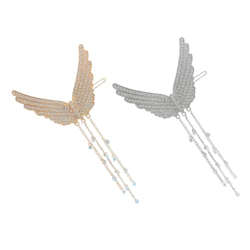 GALPADA 2 Stück Haarspangen mit Engelsflügeln und Quasten Glänzende Haarklammern für Mädchen Haarschmuck Accessoire für Besondere Anlässe von GALPADA