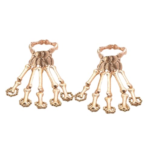 GALPADA 2 Stück Halloween Armbänder Skelett Design Rosegoldfarbener Legierungs-klauen Finger Schmuck für Damen Modisches und Langlebiges Gothic Accessoire von GALPADA