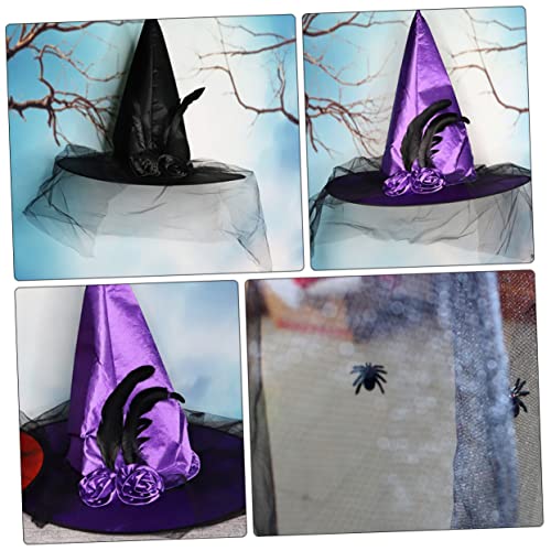 GALPADA 2stücke Halloween Hexenhut Mit Netzstoff Und Satinblumen Kostüm Accessoires Für Halloween Feiern Und Cosplay Damen Und Zubehör von GALPADA
