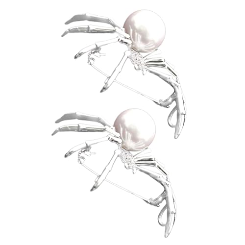 GALPADA 2 Stück Halloween Spinnenbroschen mit Künstlicher Perle Realistische Anstecknadeln für Damen Leichte Schmuckdeko für Kleidung Taschen und Kostüme Silberfarbene Basis Modisches von GALPADA