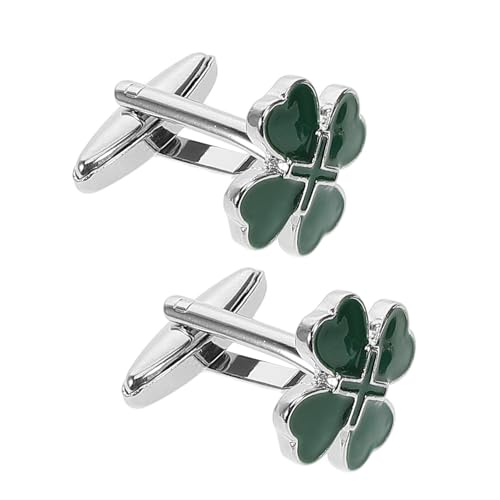 GALPADA 2 Stück Herren Manschettenknöpfe Irisches Herz Vierblätterklee Design Emaille Manschettenknöpfe für Hochzeit Business und Formelle Anlässe Langlebig und von GALPADA