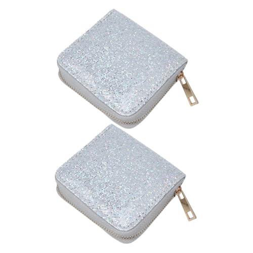 GALPADA 2 Stück Kleine Damen Zip Geldbörse mit Reißverschluss Kompakte Glitzer Münztasche für Party für Reisen von GALPADA