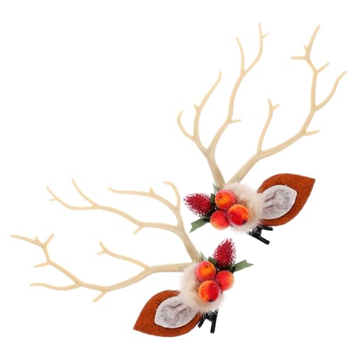 GALPADA 2 Stück Kleine Leichte Haarspangen mit Niedlichen Rentiergeweihen Schadstofffrei Schonend für Dünnes Haar Festliche Haarschmuck Accessoires für Mädchen und Frauen zu Weihnachten von GALPADA
