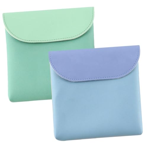 GALPADA 2 Stück Kleine Tragbare Hygiene Tasche aus Kunstleder Organizer für Damenbinden und Wasserabweisend Vielseitiger Period Pouch in Grün und Blau für Unterwegs und Alltag von GALPADA