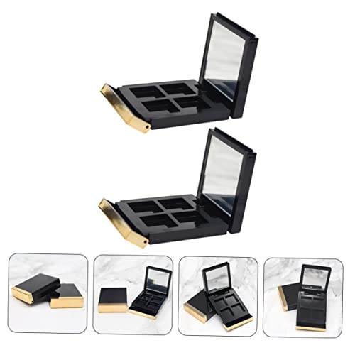 GALPADA 2 Stück Kosmetikbox Lidschatten Organizer Goldrand Robuste Aufbewahrungsbox für Make Up Tragbar für Lidschatten Lippenstift Kompakte Makeup Box für Unterwegs und Zuhause von GALPADA