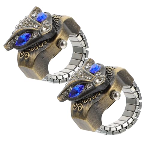 GALPADA Elastische Fingeruhr mit Retro Design Kreative Ringuhr für Männer und Frauen Aufklappbar Blaues Augenmuster Langlebiges Material von GALPADA