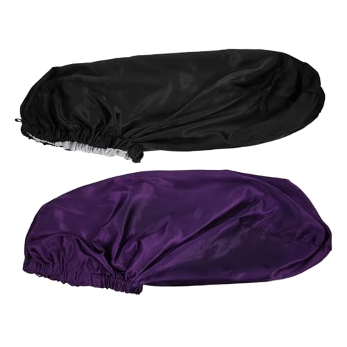 GALPADA 2 Stück Langes Satin Schlafhaube mit Elastischem Doppellagige Haarpflegehaube für Damen Schützt Frisur Hält Haarfeuchtigkeit Bequem und Rutschfest für Zuhause und Nachtpflege von GALPADA