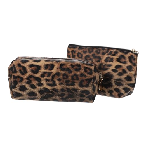 GALPADA 2 Stück Leopard Print Kosmetiktasche Vielseitiger Reise Organizer mit Reißverschluss Große Kapazität Robustes Material Stilvoll für Damen Geeignet von GALPADA