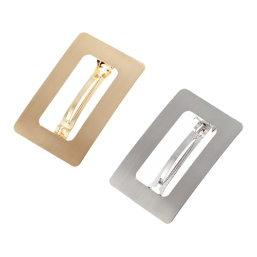 GALPADA 2 Stück Metallfeder haarspangen Große Rechteckige Hohlgearbeitete Haarklammern in Gebürstetem Gold und Silber Modische und Langlebige Alloy Hairpins für Damen Haarschonend und von GALPADA