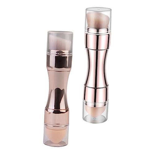 GALPADA 2 Stück Multifunktionaler Kosmetikpinsel für Frauen Tragbarer Schminkpinsel mit Weichen Dichten Synthetischen Borsten Geeignet für Foundation Concealer Lidschatten und Gold von GALPADA