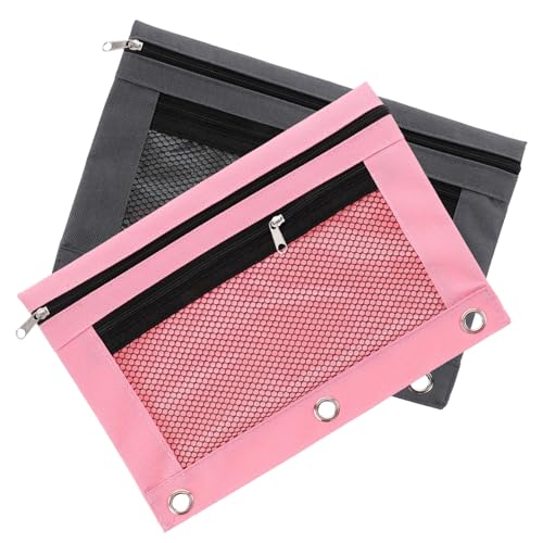 GALPADA 2 Stück Oxford Federmäppchen Doppellagige Stifthalter mit Reißverschluss Abnehmbar Vielseitig für Ordner Büro Schule und Reise Tragbar Rucksack oder Handtasche und Rosa von GALPADA