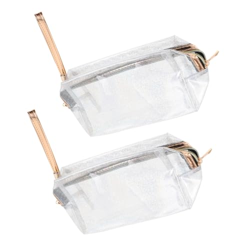 GALPADA 2 Stück PVC Transparente Kosmetiktasche Glitzer Kulturbeutel Reise Schminktasche Große Aufbewahrungstasche für Damen und Mädchen von GALPADA