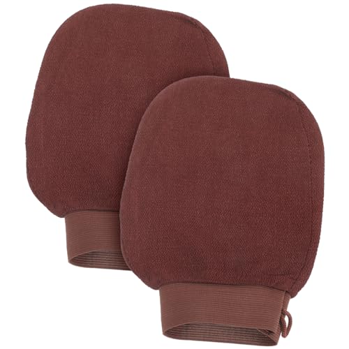 GALPADA 2 Stück Peelinghandschuhe aus Hochwertigem Material Tiefenreinigend und Hautschonend für Körperpeeling und Sanfte Hautpflege für Damen und Herren Spa Geeignet Braun von GALPADA