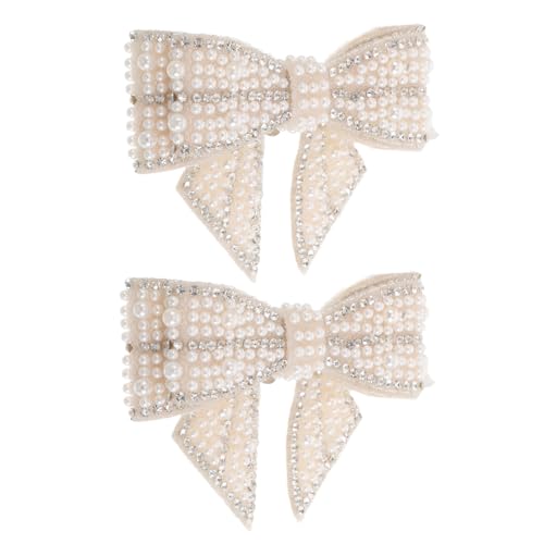 GALPADA 2 Stück Perlen Bowknot Schuhcharms Abnehmbare Dekoration mit Funkelnden Strasssteinen Elegante Schuhaccessoires für Hochzeit Party Damen High Heels und Flats von GALPADA