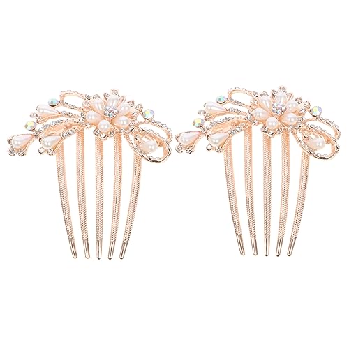 GALPADA 2 Stück Perlen Haarkämme mit Strassbesatz Teiliges Brautschmuck Set Stabiler durch Kamm Design Geeignet für Braut und Brautjungfern bei Hochzeiten und Festlichen Anlässen von GALPADA