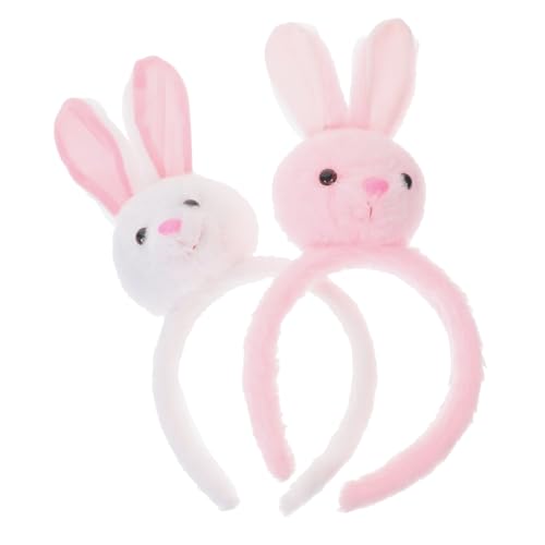 GALPADA 2 Stück Plüsch Hasenohren Haarreif Bunny Ohr Kopfband für Ostern Party Karneval Cosplay Unisex Weich Komfortabel Tierhaarreifen Zubehör von GALPADA
