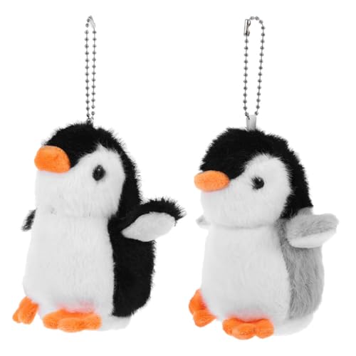 GALPADA 2 Stück Plüsch Pinguin Schlüsselanhänger Weicher Grauer und Schwarzer Stofftier Anhänger Realistischer Pinguin Rucksack Charm für Jungen Mädchen Tragbarer Süßer Taschenanhänger von GALPADA
