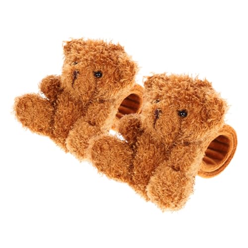 GALPADA 2 Stück Plüsch Schnapparmband Tier Kuscheliges Slap Armband Bär Braun Partygeschenk und Freundschaftsarmband für Mädchen von GALPADA