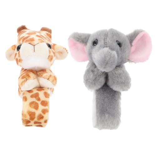 GALPADA 2 Stück Plüsch Schnapparmband mit Tiermotiven Giraffe und Elefant Weiche Armbänder für Party Favors Hautfreundlich Langlebig und Kuschelig Accessoire für Tier Motto von GALPADA