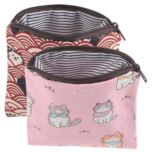 GALPADA 2 Stück Praktische Polyester Sanitary Pad Pouch mit Reißverschluss wasserdichte Kleine Aufbewahrungstasche für Damenbinden Karten und Münzen Tragbare Hygiene Organizer für von GALPADA