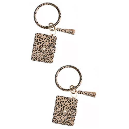 GALPADA 2 Pu Mit Quasten Armband Kartenetui Mit Fransen Armband Beutel Mit Leopardenmuster von GALPADA