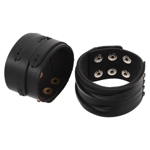 GALPADA 2 Stück Punk Stil Herren Armband Verstellbares Weites PU Lederarmband mit Nieten Robustes Langlebiges Design für Alltag Party und Outfits von GALPADA