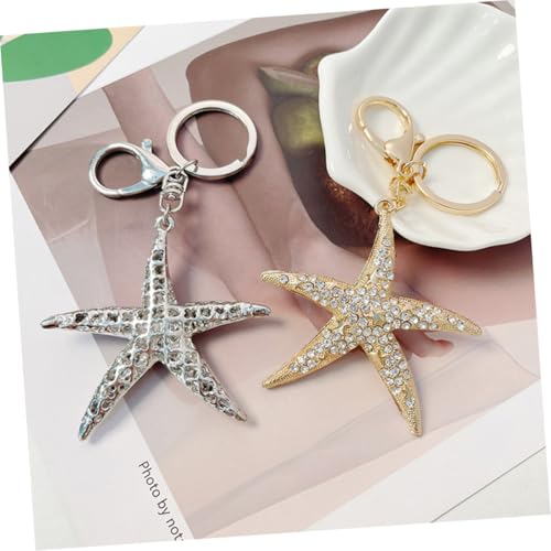 GALPADA 2 Stück Rhinestone Five pointed Sea Star Schlüsselanhänger Modischer Anhänger für Rucksack Handtasche und Geldbörse Langlebiges Material Einzigartiges Design für Damen und Mädchen von GALPADA