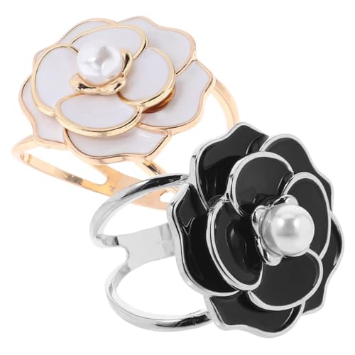 GALPADA 2 Stück Schalring Clips Damen mit Simulierten Perlen und Floralem Camellia Design Modische Schalringe für Cardigans Vielseitige Schmuck Accessoires für Schals und Mäntel von GALPADA