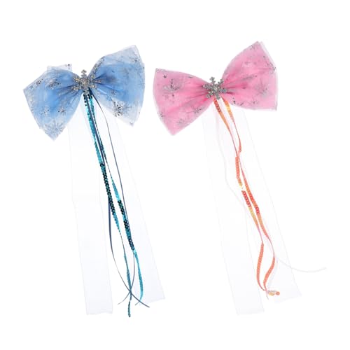 GALPADA 2 Stück Schneeflocken Haarschmuck Bow knot Haarklammern mit Schleife in Blau und Festliche Haarspangen für Weihnachten Party Hochzeit Eleganter Haarschmuck für Damen und Mädchen von GALPADA