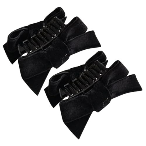 GALPADA 2 Stück Schwarze Samt Haarspangen mit Schleife Kleine Haarklammern für Dünnes Haar Haarschmuck Clips für Damen und Mädchen Süße Barrette für Alltag und Party von GALPADA
