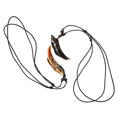 GALPADA 2 Stück Shark Anhänger Halskette Resin Kreative Halskette für Herren Unisex Schmuck mit Verstellbarer Clavicle Kette Schwarz und Rotbraun Langlebig und Modisch für Alltag und von GALPADA