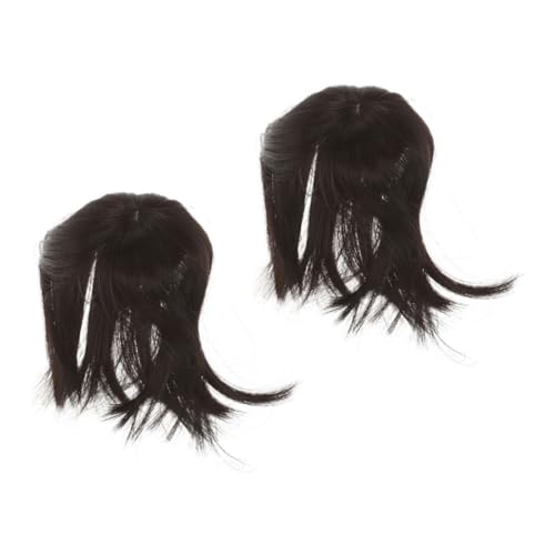 GALPADA 2 Stück Short Bob Hair Toppers Leichte Synthetische Haarteile für Frauen mit Mittlerem Scheitel Natürlicher Look Dünnes Haar Kaschierend Voluminöse Clip in Haarverlängerung von GALPADA