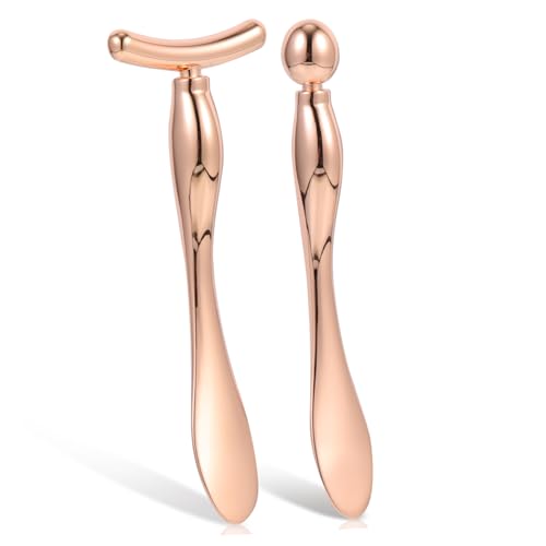 GALPADA 2 Stück Teiliges Augencreme T förmigem Massagekopf und Löffel Leichtes Tragbares Gesichts augenpflege tool zur Reduzierung von Augenringen und Schwellungen Fördert von GALPADA