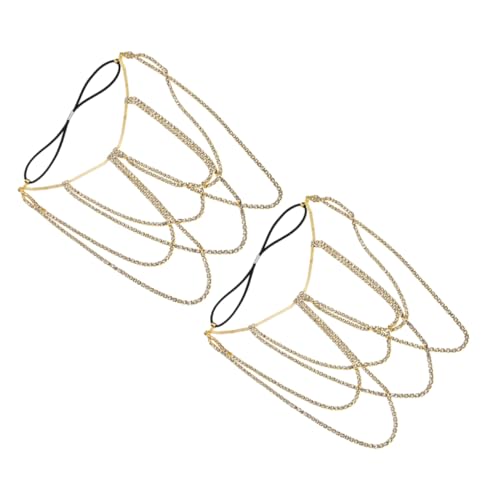 GALPADA 2 Stück Teiliges Elastische Bein Kette Körperkette Schmuck für Frauen Bohemian Stil Goldene Beinkette für Strandpartys und Rave Events von GALPADA