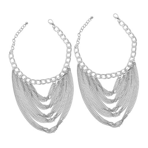 GALPADA 2stücke Stiefelarmbänder Aus Metall Mit Mehrlagigen Quasten Schuh Und Stiefel-dekorationskette Schuhanhänger Für Damen Absatzhalskette Punk-schuhzubehör-Dekoration von GALPADA