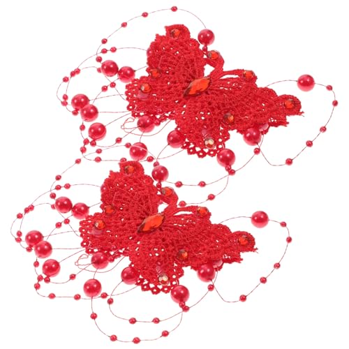 GALPADA 2 Stück Teiliges Haarschmuck Spitzen Schmetterling Haarspangen für Mädchen Rot Festhaltend für Dünnes und Dickes Haar Geeignet für Geburtstage Hochzeiten Halloween und von GALPADA