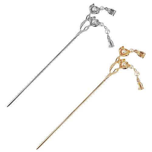 GALPADA 2stücke Haargabel Aus Metall Mit Blumendesign Für Frauen Klassische Farbe Robuster Struktur Für Haarknoten Geeignet Für Hochzeiten Partys Und Alltag von GALPADA