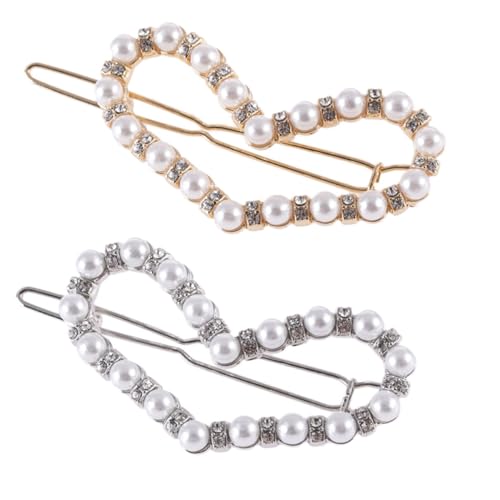 GALPADA 2 Stück Teiliges Hohle Herz haarspangen mit Perlen und Strasssteinen Rutschfeste Haarklammern für Damen Eleganter Haarschmuck für Hochsteckfrisuren Partys und Hochzeiten von GALPADA