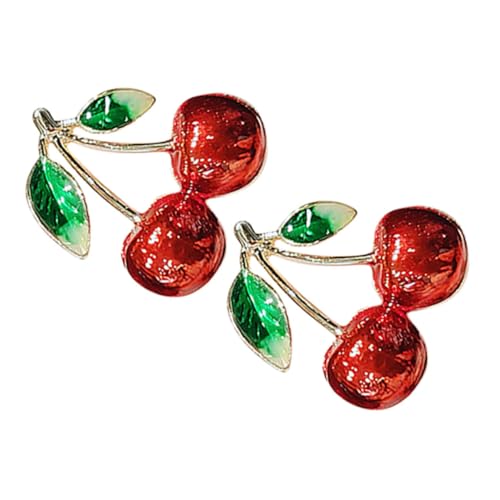 GALPADA 2 Stück Teiliges Kirsche Anstecknadeln aus Legierung Niedliches Fruchtiges Design Broschen für Damen Verspielte Kleidungsschmuck Trendige Lapel Pins für Hüte und Hochzeit von GALPADA