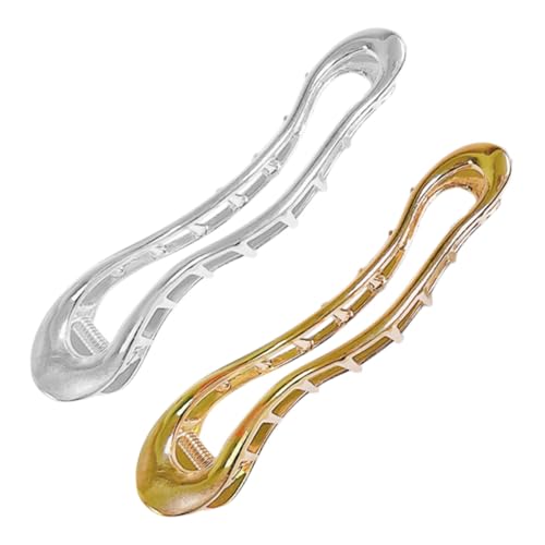 GALPADA 2 Stück Teiliges Metall Bananen Haarspangen für Dickes Haar Stabile Ponytail Clips in Silber und Gold Langlebiges Damen Haarschmuck Styling Werkzeug für Eleganten von GALPADA