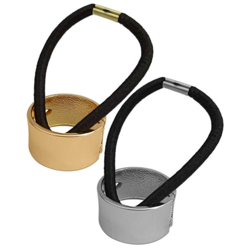 GALPADA 2 Stück Teiliges Metall haargummis Ponytail Holder Elastisch Rundes Design für Damen und Mädchen Modische Haarmanschetten für Alltag Party Hochzeit und Outdoor anlässe in Gold und von GALPADA