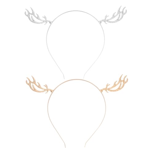 GALPADA 2 Stück Teiliges Metalllegierung Rentier Geweih Haarreif Weihnachts Haarschmuck Festlich für Damen und Weihnachtskostüm Zubehör Party Kopfschmuck von GALPADA