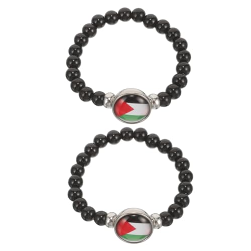 GALPADA 2 Stück Teiliges Palästina Flaggenarmband Glasperlen Stilvolles Tragbares Handgelenk Accessoire für Männer und Frauen Perfektes Modisches Statement für von GALPADA