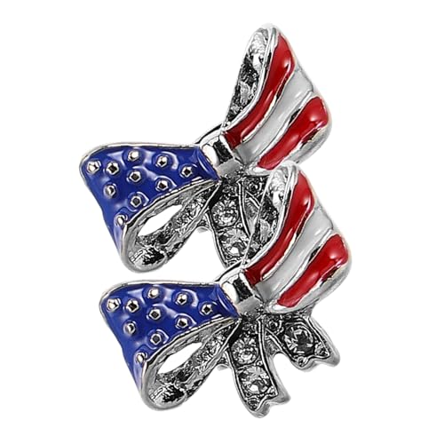 GALPADA 2 Stück Teiliges Patriotic Schleifenohrringe mit Funkelnden Kristallen Leichte Amerikanische Flaggenfarben Ohrstecker für Unabhängigkeitstag Partys und Festliche Anlässe von GALPADA