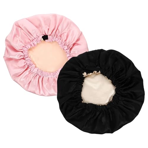 GALPADA 2 Stück Teiliges Satin für Damen Elastisch Verstellbare Nacht Haube mit Breiter Öffnung Komfortabel und Haarschützend für Langes Haar Waschbar und Langlebig Geschenkidee von GALPADA