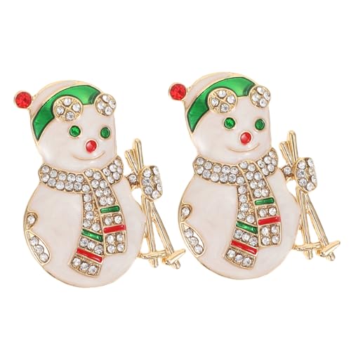 GALPADA 2 Stück Teiliges Schneemann Broschen Strassbesetzte Weihnachts Broschen Modische Anstecknadeln für Kleidung Schals und Taschen Einfach zu Tragen Elegantes Weihnachtsaccessoire von GALPADA