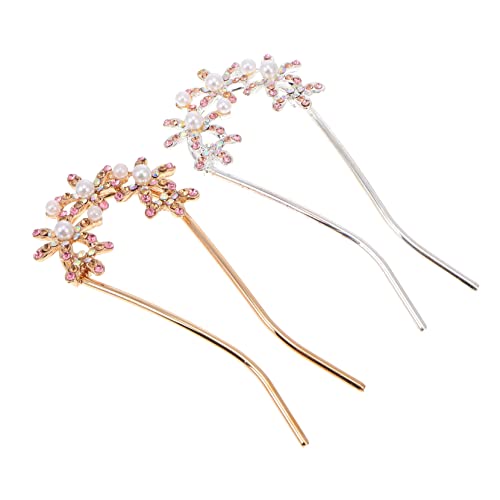 GALPADA 2 Stück Teiliges U förmiges Haarnadel Perlen und Strass Leichter Brautschmuck Eleganter Haarschmuck für Frauen und Mädchen als Hochzeits Party accessoire in Gold und Silber von GALPADA
